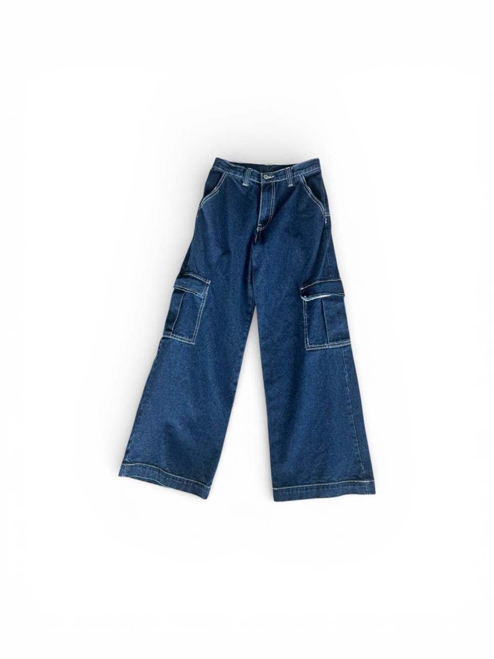 J. Galt Wide-Leg Cargo Jeans for Women in Dark Blue Small Like New - Picture 2 of 11